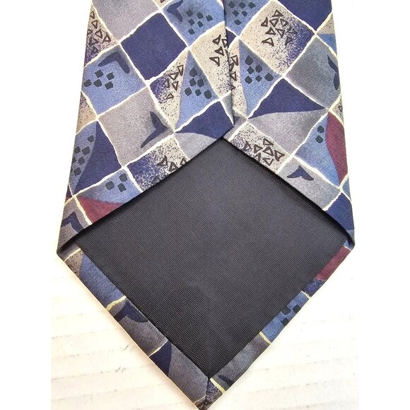Colours by Alexander Julian Geometric Diamond Pattern Silk Mens Tie - Picture 8 of 9